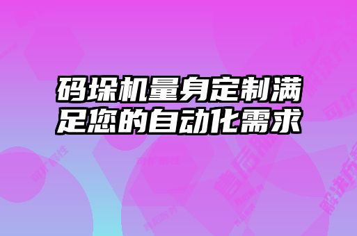 码垛机量身定制满足您的自动化需求