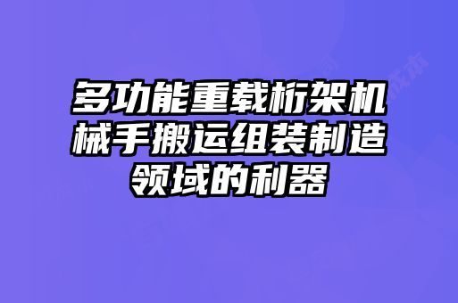 多功能重载桁架机械手搬运组装制造领域的利器