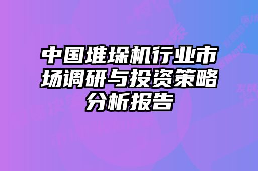 中国堆垛机行业市场调研与投资策略分析报告