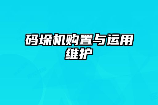 码垛机购置与运用维护