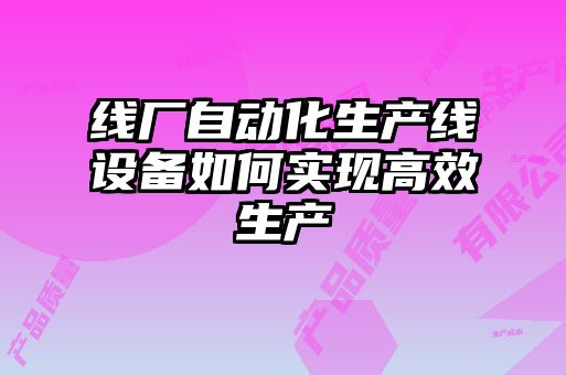 线厂自动化生产线设备如何实现高效生产