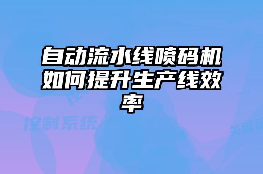 自动流水线喷码机如何提升生产线效率