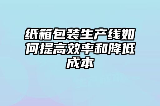 纸箱包装生产线如何提高效率和降低成本