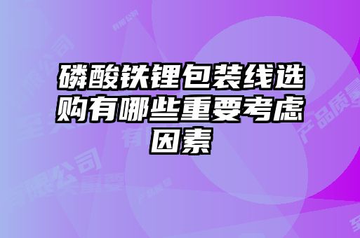 磷酸铁锂包装线选购有哪些重要考虑因素