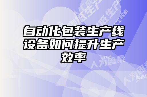 自动化包装生产线设备如何提升生产效率