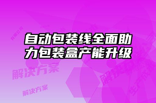 自动包装线全面助力包装盒产能升级