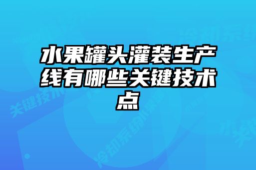 水果罐头灌装生产线有哪些关键技术点