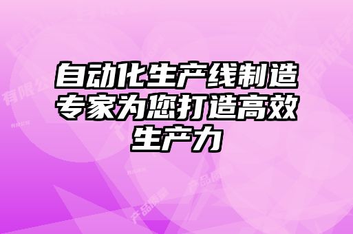 自动化生产线制造专家为您打造高效生产力