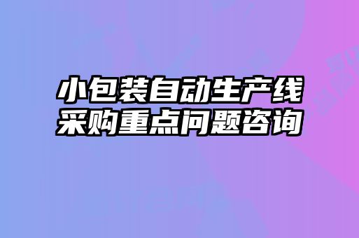 小包装自动生产线采购重点问题咨询