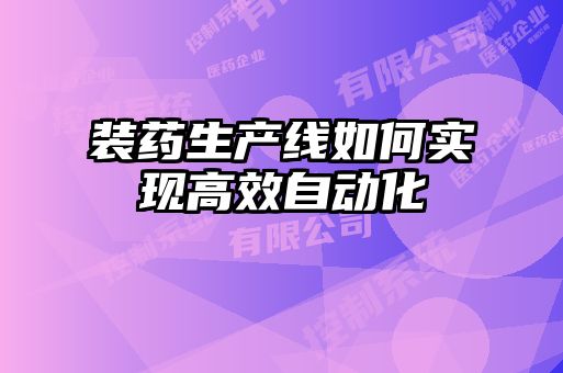 装药生产线如何实现高效自动化