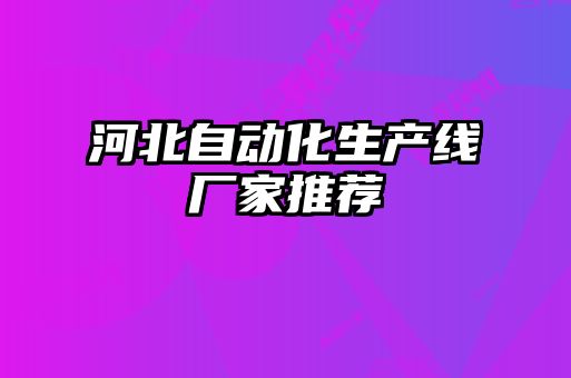 河北自动化生产线厂家推荐