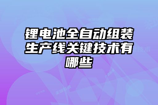 锂电池全自动组装生产线关键技术有哪些