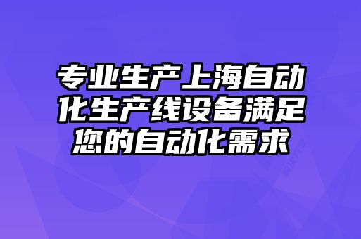 专业生产上海自动化生产线设备满足您的自动化需求