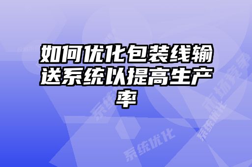 如何优化包装线输送系统以提高生产率