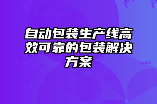 自动包装生产线高效可靠的包装解决方案